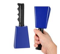 PATIKIL 8 Pulgadas Campanas Vaca Partidos Fútbol 2pcs Campanas Vaca Eventos Deportivos Por Mayor Creadores Ruido Fuerte Campana Vaca Metálica Con Mango Para Animación Competencia Azul