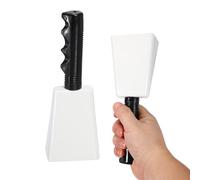 PATIKIL 8 Pulgadas Cencerros Partidos Fútbol 2pcs Cencerros Para Eventos Deportivos Por Mayor Hacedores Ruido Fuerte Cencerro Metal Con Asa Para Animación Competencia Maratón Blanco