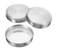 PATIKIL 86mm / 3-1/2" Ancho Boca Inoxidable Acero Albañilería Frasco Tapas | 1Juego/3 Paquete, Envasado Frascos Tapas, con Silicona Sellado Anillo, para Cocina Almacenamiento