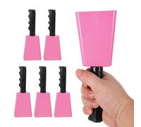 PATIKIL 8inch Campanas De Vaca Para Partidos De Fútbol, 6pcs Campanas De Vaca Para Eventos Deportivos Al Por Mayor Hacedoras De Ruido Fuerte Campana, Rosa