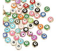 PATIKIL 8mm Cuentas Ojo Malvado, 60 Pcs Cuentas Planas Redondas Turcas Ojo Malvado Con Cuentas Separadoras Borde Dorado Cuentas Ojo Para Hacer Pulseras DIY Collares Arete, Color Mezclado