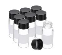 PATIKIL 8pcs 10ml Pequeños Frascos de Vidrio Transparente con Tapa de Rosca Negra, Frascos de Muestra de Vidrio Borosilicato con Etiqueta para Almacenamiento de Sólidos, Líquidos y Polvos