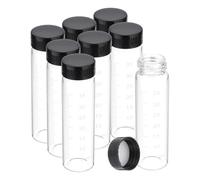 PATIKIL 8pcs 40 ml de Pequeños Viales de Vidrio Transparente con Tapa de Rosca Negra, Botellas de Muestra Graduadas de Vidrio Borosilicato para Almacenamiento de Sólidos, Líquidos y Polvos