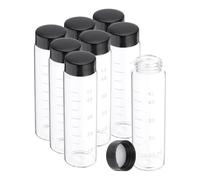 PATIKIL 8pcs 50ml Pequeños Frascos de Vidrio Transparente con Tapa de Rosca Negra, Frascos de Muestra Graduados de Vidrio Borosilicato para Almacenamiento de Sólidos, Líquidos y Polvos
