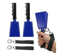 PATIKIL 9" Cencerros Partidos Fútbol, 2Pcs Cencerros Para Eventos Deportivos Por Mayor Hacedores Ruido Ruidosos Cencerro Metálico Con Asa Y Correa Para Animación Boda DIY, Azul