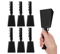 PATIKIL 9" Cencerros Partidos Fútbol, 6Pcs Cencerros Para Eventos Deportivos Por Mayor Hacedores Ruido Fuertes Cencerro Metal Con Asa Y Correa Para Animación Competencia Boda DIY, Negro