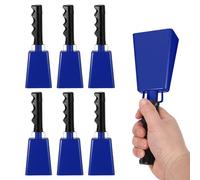 PATIKIL 9" Cencerros Partidos Fútbol, 6Pcs Cencerros Para Eventos Deportivos Por Mayor Hacedores Ruido Cencerro Metal Con Asa Y Correa Para Animación Competencia Boda DIY, Azul