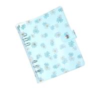 PATIKIL A5 Cubierta Azul de Carpeta 6 Anillas Redondas Protector de PVC Suave Recargable con Cierre de Botón a Presión para DIY Cuaderno Reuniones con Anillo Plata Estampado Margarita