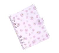 PATIKIL A5 Cubierta Púrpura de Carpeta 6 Anillas Redondas Protector de PVC Suave Recargable con Cierre de Botón a Presión para DIY Cuaderno Reuniones con Anillo Plata Estampado Margarita