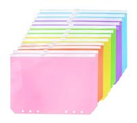 PATIKIL A6 Carpeta Bolsillo 12 uds PVC Cremallera 6 Agujeros Bolsa Carpetas Documento Impermeable Archivador Almacenamiento Suelto Hoja para 6 Anillas Cuaderno Carpeta 6 Colores