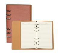 PATIKIL A6 Refillable Leather Notebook, 6 Ring Hardcover Binder Notebook 96 Sheets for Business Office Study Writing Journal Personal Planner, Brown