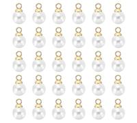 PATIKIL Abalorio de perlas de 6 mm, 100 cuentas de perlas, hermoso bricolaje para hacer joyas, pulseras, aretes, collares, manualidades de boda, blanco dorado claro