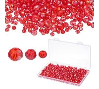 PATIKIL Abalorios de Cristal Facetados, 1000 Piezas de Abalorios Sueltos de Vidrio Facetado de 4-8 mm en Forma de Briolette para Hacer Joyas, Pulseras, Baño de Color Rojo Ab