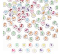 PATIKIL Abalorios de Letras, 100 Piezas de Abalorios de Letras Arcoíris de Acrílico para Manualidades, Pulseras de la Amistad, Fabricación de Joyas, 4x7mm, Letra S