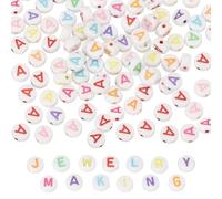 PATIKIL Abalorios de Letras, 100 Piezas de Abalorios de Letras Arcoíris de Acrílico para Manualidades, Pulseras de la Amistad, Fabricación de Joyas, 4x7mm, Letra A