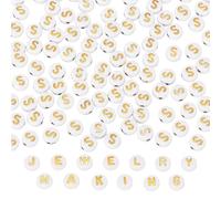 PATIKIL Abalorios de Letras, 100 Piezas de Abalorios de Letras Doradas de Acrílico para Manualidades, Pulseras de la Amistad, Fabricación de Joyas, 4x7mm, Letra S