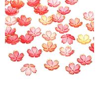 PATIKIL Abalorios Espaciadores Florales 100 Piezas Abalorios de Flores de Cerezo Acrílicos de 5 Pétalos Chapados en Oro en Degradado Rojo-Amarillo para Joyas Y Manualidades DIY