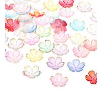 PATIKIL Abalorios Espaciadores Florales 50 Piezas Abalorios de Flores de Cerezo Acrílicos de 5 Pétalos Chapados en Oro para Joyas Y Manualidades DIY Multicolores