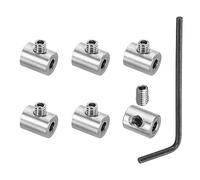PATIKIL Abrazadera de Cable 3mm Agujero Alambre Cuerda Clips Juego 6uds 304 Inoxidable Acero Único Agujero Bloqueo Cable Abrazaderas Clip con M4 Hexagonal Tornillo Llave para Cable Plata