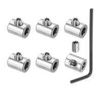 PATIKIL Abrazadera de Cable 4mm Agujero Alambre Cuerda Clips Juego 6uds 304 Inoxidable Acero Único Agujero Bloqueo Cable Abrazaderas Clip con M4 Hexagonal Tornillo Llave para Cable Plata
