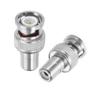 PATIKIL Adaptador BNC a RCA, 2 Unidades Adaptadores de Conector Coaxial RF Macho BNC a RCA para Cámara de Seguridad CCTV Tira Led, Plata
