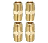 PATIKIL Adaptador de Tubería de Latón Macizo, Hexagonal, Rosca Macho de 1/4" Npt X 1/4" Npt, Paquete de 5 Conectores de Línea de Agua Macho