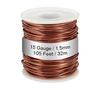 PATIKIL Alambre de Cobre 1.5mm x 32m Suave y Maleable - 1,1 Libra Carrete Puro para Joyería, Bisutería, Abalorios, Jardín y Manualidades Decoración