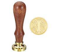 PATIKIL Alfabeto I Cera Lacre Sello, Inicial Letra Sellado Cera Sello Clásico Retro Removible Latón Cabeza Madera Mango para Sobre Invitación Tarjetas, Estilo 3