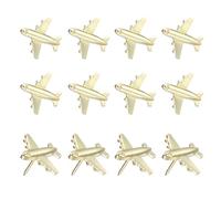 PATIKIL Alfiler De Empuje De Avión, 12 Pcs Alfileres De Metal Decorativos Lindos Alfileres De Avión para Tablero De Anuncios Mapa Foto Decoración De Hogar Y Oficina, Tono Dorado
