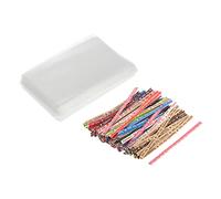 PATIKIL Aluminio Corbatas 3" Metálico Plástico y Papel Cierre Corbata para Dulces, Galletas, Atar Regalo Bolsas Artes Artesanías Corbatas Mezclar Color con 3.5"x2.4" Bolsas 100 Juego