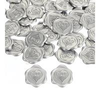 PATIKIL Amor Sellos de Cera, Paquete de 50 Pegatinas Autoadhesivas En Relieve para Sobres Cartas Invitaciones de Boda Tarjeta de Cumpleaños Fiesta Regalo, Color Plata