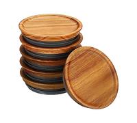 PATIKIL Amplia Boca Albañil Tarro Tapas Madera Almacenamiento Envasado Tarro Tapas Bola Frascos Bambú Madera Tapas con Hermético Silicona Sello Bola Madera Tapas para Albañil Tarro (6uds)