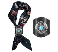 PATIKIL Anillo De Pañuelo Bandana Occi, Anillo De Pañuelo Cuadrado De Cuero Artesanal Para Hombres Con Gema De Girasol, Hebilla De Cuero Vintage Para Y Joyas