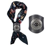 PATIKIL Anillo De Pañuelo Bandana Occi Anillo De Pañuelo Cuadrado Para Hombres Hecho A Mano De Cuero Con Gema De Girasol Deslizante Vintage Hebilla De Cuero