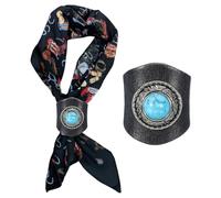 PATIKIL Anillo De Pañuelo Estilo Western Para Hombres, Anillo De Pasador De Pañuelo Cuadrado Hecho A Mano Con Textura De Cuero Y Piedra, Hebilla De Cuero Vintage