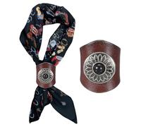 PATIKIL Anillo Para Pañuelo Bandana Occidental, Anillo Corredizo Para Pañuelo De Cuero Cuadrado Hecho A Mano Con Gema Girasol Para Hombres, Hebilla Para Pañuelo De Cuero (Marrón/Negro)