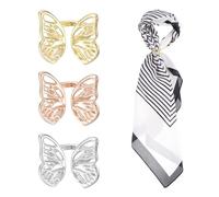PATIKIL Anillo Para Pañuelo Seda, 3 Piezas Pasador Para Pañuelo En Forma Mariposa, Hebillas Para Chal Deslizantes, Anillo Para Ropa Moda En Metal, Soporte, Dorado/Plateado/Rosa Oro