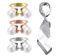 PATIKIL Anillo Para Pañuelo Seda Clip 3Pcs Perlas Lazo Pasador Para Pañuelos Hebilla Para Chal Deslizante Anillo Para Ropa Soporte Para Mujeres Joyas Regalo Tonos Dorado/Plateado/Rosa Oro