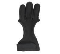 PATIKIL Arco Tiro Guante, Cuero 3 Dedo Protector Guardia Arco Tiro Tiro Guantes para Juventud Adulto Hombres Mujeres Principiante Caza, Negro, Mediano Talla