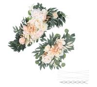 PATIKIL Arcos de Boda Flores, 2Pcs Flores Artificiales de Seda Falsa Guirnaldas Florales con Hojas Y Bandas de Clip para Decoración de Recepción Y Ceremonia, Champagne/Crema