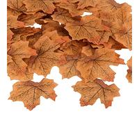 PATIKIL Artificiales Hojas, 500uds Otoño Arce Otoño Falsa Hoja para Boda Fiesta Acción de Gracias Halloween Decoración, Café Amarillo