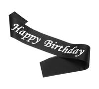 PATIKIL Banda de Cumpleaños para Niñas, Banda para Mujeres, Faja de Satén de Princesa Reina con Alfiler de Seguridad para Regalos Fiesta, Negra con Letras Plateadas en Relieve