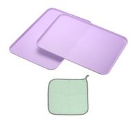 PATIKIL Bandeja De Plástico 15x10.6 2 Piezas Platos Rectangulares Bandejas De Comida Platos De Trigo Vajilla Reutilizable Bandejas Para Postres Con Paño Frutas Ensalada Morado