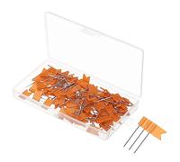 PATIKIL Bandera Mapa Chinchetas, 100uds 1 Pulgada Viaje Mapa Pasadores con Plástico Cabeza para Corcho Boletín Tablero, Imagen, Mapa Colgante, Naranja
