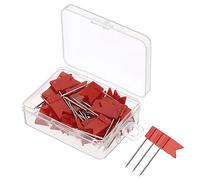 PATIKIL Bandera Mapa Chinchetas, 50uds 1 Pulgada Viaje Mapa Pasadores con Plástico Diálogo para Corcho Boletín Tablero, Imagen, Mapa Colgante, Rojo