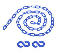 PATIKIL Barrera de Cadena de Plástico de 13 Pies Cadena de Eslabones de Seguridad con 2 Ganchos en S para Multitudes Control Estacionamiento Ascensor Entrada Azul