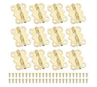PATIKIL Bisagras Pequeñas para Cajas de Joyería de 3/4 de Pulgada, Paquete de 12 Bisagras en Forma de Mariposa de 90 Grados para Cajas de Joyería con 48 Tornillos, Dorado