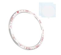 PATIKIL Bisel de reloj de 47 mm, anillo de bisel de reloj de acero inoxidable adhesivo antiarañazos, cubierta protectora para reloj de pulsera Garmin para Fenix 8X Solar, plateado/rojo