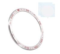 PATIKIL Bisel de reloj de 51 mm, anillo de bisel de reloj de acero inoxidable adhesivo antiarañazos, cubierta protectora para reloj de pulsera Garmin para pantalla Fenix 8X Amoled, plateado/rojo