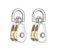 PATIKIL Bloque de polea doble, (carga de 500 kg, 45 mm de longitud) (2 piezas), aleación de zinc resistente, rueda giratoria de aparejo, polea fija de elevación para cuerda de alambre, equipo de